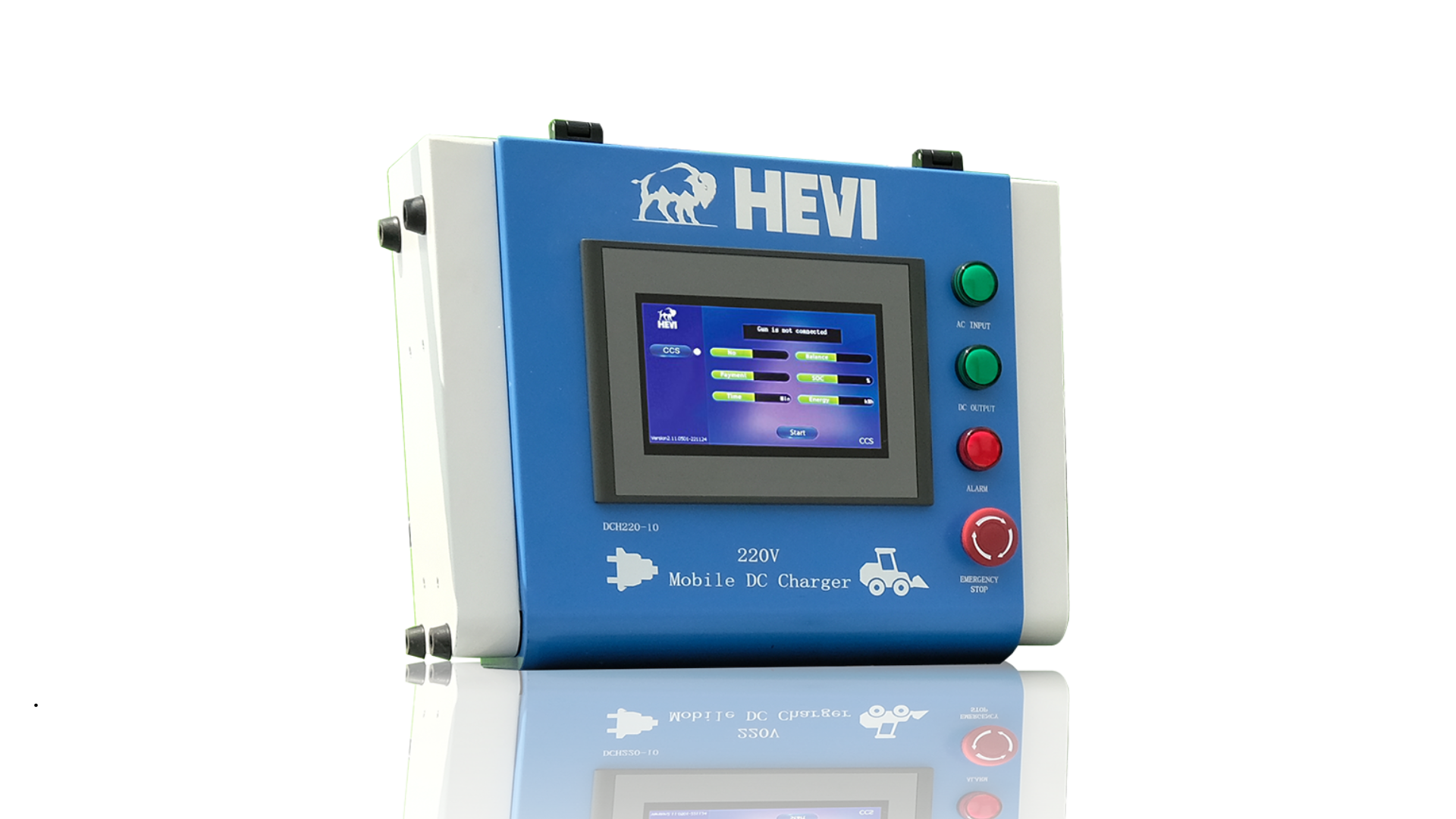 HEVI DCH220-10 white and blue electric charger.