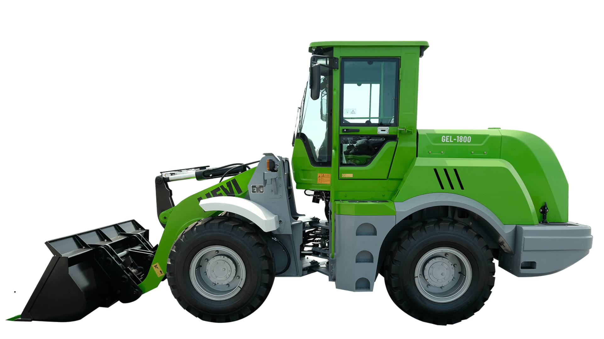HEVI GEL-1800 green electric wheel loader.